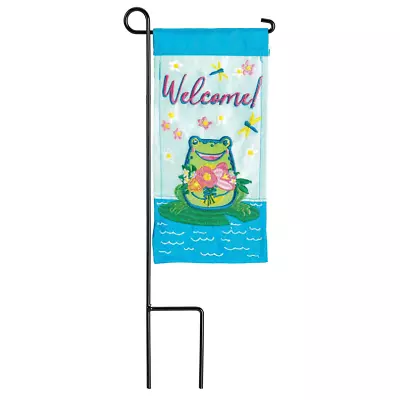 Welcome Frog Mini Flag With Flag Pole Stake • $28.02