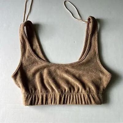 Zara Terry Cloth Crop Tank Top Size Small Tan Neutral • $25