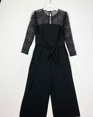 Zara Basic Womens Jumpsuit Romper Size Large Black Sheer Lace • $24.95