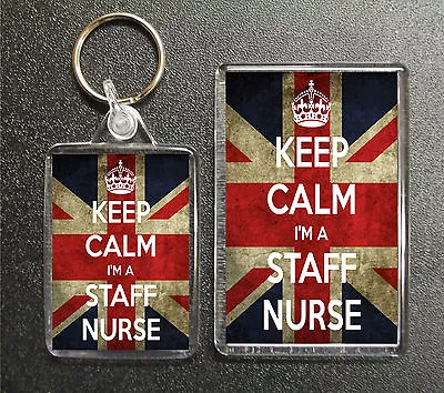 £5.50 • Buy Keep Calm I'm A Staff Nurse Union Jack Keyring And Fridge Magnet Gift Set