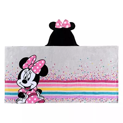 Disney Minnie Mouse Cotton Hooded Towel Bath Beach Wrap 25  X 50  • $24.99