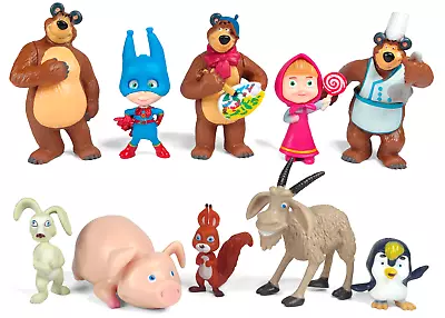 Masha And The Bear Set Of 10 PCS PVC Cake Toppers Action Figures Free Shipping • $14.99