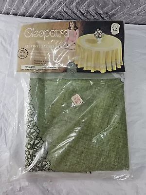 New Vintage 60's - 70's Cleopatra 70  MOD Round Tablecloth Green Made In USA • $35.99