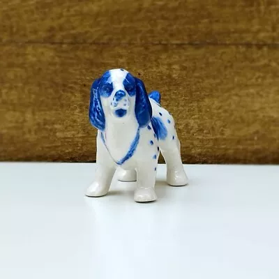 English Setter Ceramic Porcelain Blue White Dog Hand Painted Miniature Figurine • $16.50