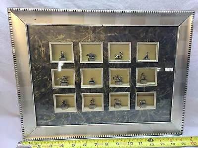 Assorted Lot Of 12 Vintage Brass Miniature Animals Framed Display Case 15  • $54.90