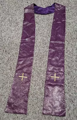 Clergy Officiant Stole Vestment Hand Made Purple W/gold Honeycomb Pattern Unique • $35