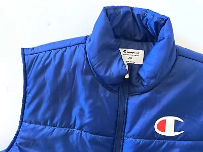 New With Tags Champion Men's Logo Puffer Vest Size 2XL Blue Full Zip • $39.99