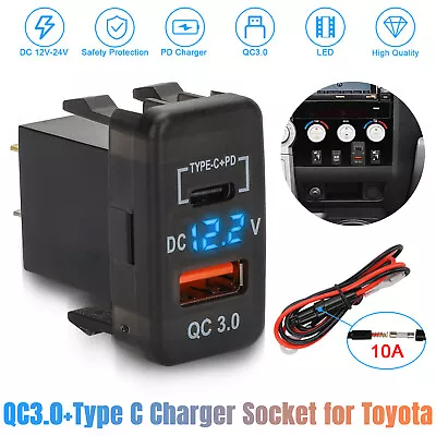 Dual USB Car Charger Socket Type-C QC3.0 Charging Port For Toyota Tacoma Cruiser • $12.98