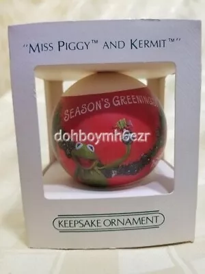 Hallmark 1982 Miss Piggy And Kermit Muppets Ball Tree Trimmer Christmas Ornament • $14.99