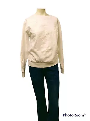 DIVIDED By H&M Women's White 100% Cotton Fleece Lined Pullover Sweatshirt Sz M • $11.99