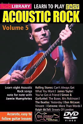 LICK LIBRARY Learn To Play Easy Acoustic Rock GUITAR Songs Lesson DVD Vol 5 • £11.99