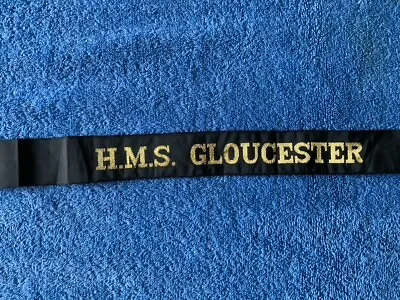 Cap Tally - HMS GLOUCESTER - Royal Navy County Destroyer - Naval Hat Band Ribbon • £11.97