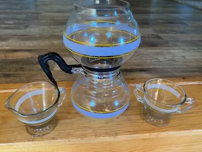 Vintage Glass Kent Vacuum Coffee Maker With Cream And Sugar Set • $335