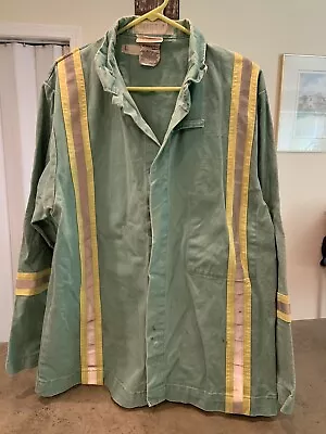 Vtg Westex Fire Resistant Reflective Jacket Size L Green Canvas • $29.90