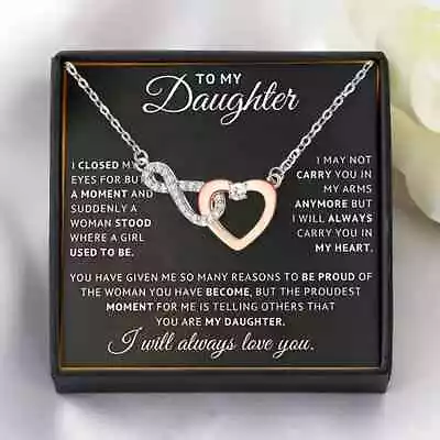 ❤ To My Daughter Necklace Creative Trendy Exquisite Cute Heart Infinity Pendant • $18.50