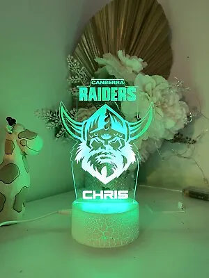 Personalised NRL Canberra Raiders Night Light Christmas Colour Table Lamp • $39.99