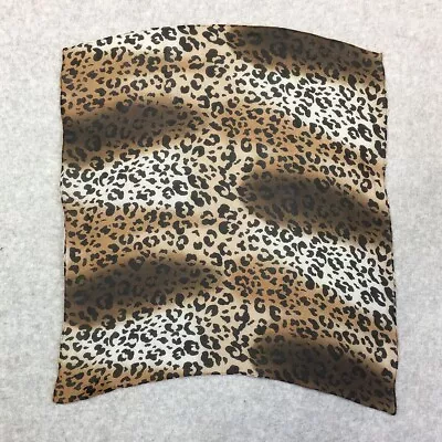 Cejon Animal Print Square Scarf Brown 100% Silk  Made In USA 18x18 • $8.70