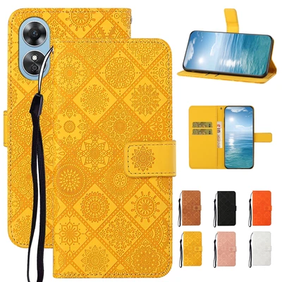 $11.89 • Buy For Oppo A17 A57 A96 A94 A54S A16 A15 Find X5 Embossed Leather Flip Wallet Case