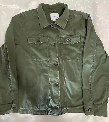 Old Navy Shirt Button Up Womens 2XL Green Military Pockets Collared Long Sleeve • £19.28
