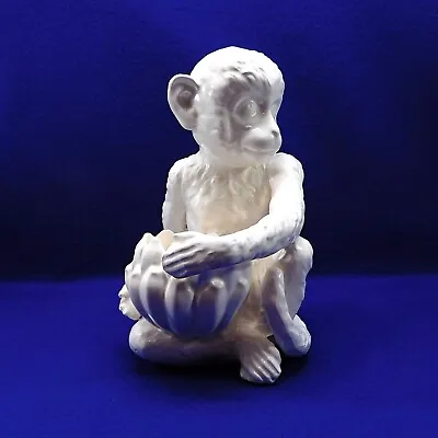 Vintage White Monkey W Banana Bowl Planter / Potpourri Figurine *Restored* • $59.50