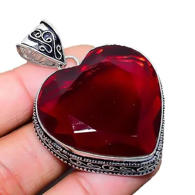 $10.18 • Buy Mozambique Garnet Gemstone Handmade 925 Sterling Silver Jewelry HeartCut Pendant