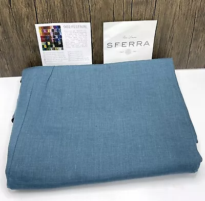 $197 Sferra Fine Linens 90  Round Seamed Festival Tablecloth 100% Linen Peacock • $95