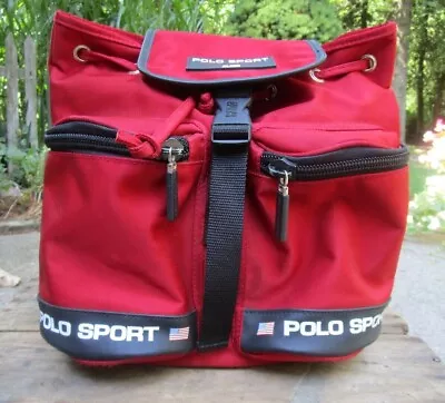 Ralph Lauren Polo Sport Vintage Rucksack Backpack Red School Bag  • $37