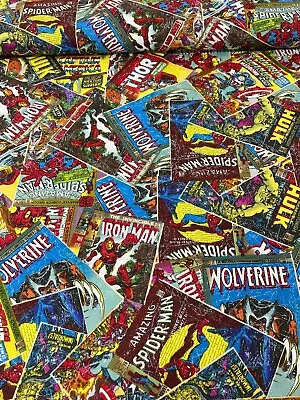 Marvel Comic Books 100% Cotton Fabric 44  Wide By Meter Half Meter FQ • £4.25