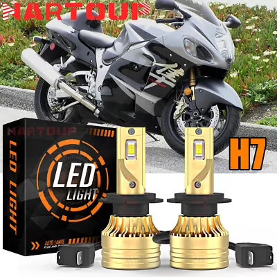 White H7 LED Headlight Motorcycle Bulbs For Suzuki Hayabusa GSX1300R 1999-2007 • $30.99