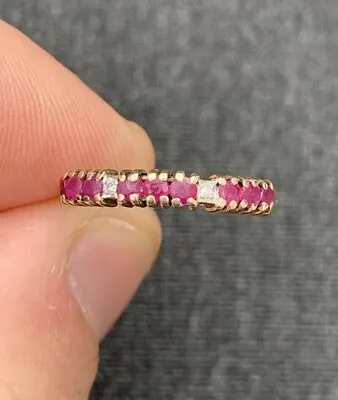 9ct Gold Ruby & Diamond Vintage Ring 9k 375 • $1.89