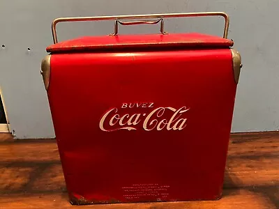 Vintage COCA-COLA RED Metal Cooler Soda Drink In French • $179.99