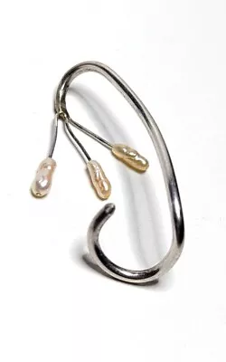 Rare Mississippi River Pearl Sterling Silver Ear Cuff Right Ear Unsigned Jewelry • $45