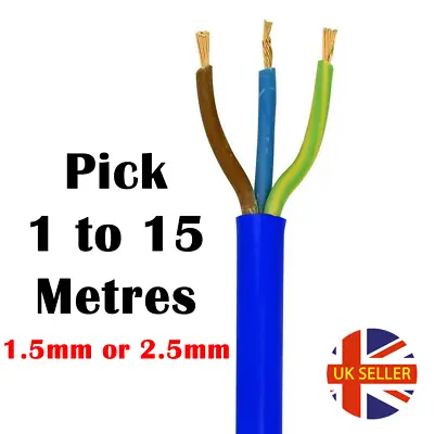 Arctic Flex Cable Blue 1.5mm 2.5mm 3 Core Flex Cut To Length Electric Wire • £2.79