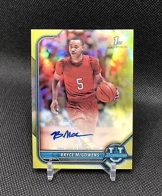 2021-22 Bowman Bryce McGowens AUTO /75 1ST BOWMAN YELLOW REFRACTOR SP RC BCPA-BM • $99.95