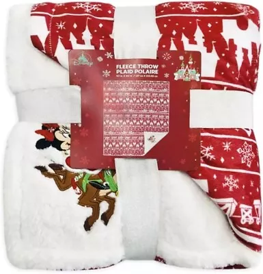 Official Disney Store Mickey And Minnie Mouse Festive Christmas Throw 152x127cm • £38.99
