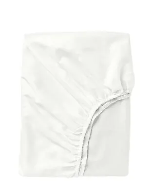 Ikea FARGMARA Fitted Sheets King Size -White 100% Cotton NEW • £16.50