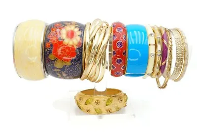 Bracelet Lot Gold Silver Tone Vintage Modern Wearable Rhinestone Enamel Bangle • $62.99