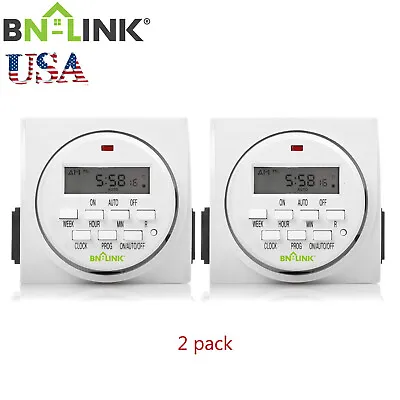 BN-LINK 2Pack 7 Day Heavy Duty Digital Programmable Timer Switch Dual Outlet 15A • $22.99