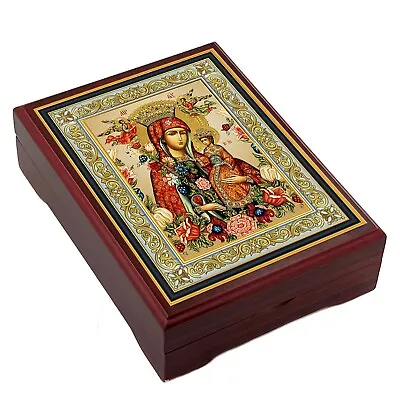 Rosary Box Madonna Icon Box Virgin Mary Crowned Box For Prayer Beads Jewelry • $32.88