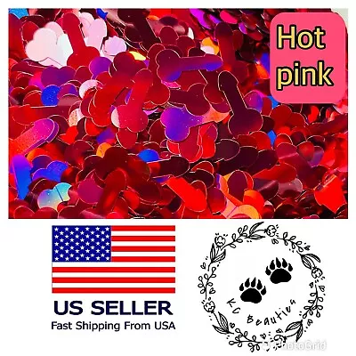 Hot Pink Holographic Penis Adult Shape Glitter Nail Art Acrylic Epoxy Tumbler • $2.50