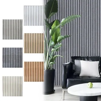 10M Modern Wooden Slat Panelling Wallpaper 3D Wood Panel Faux Effect Wall Paper • £2.75