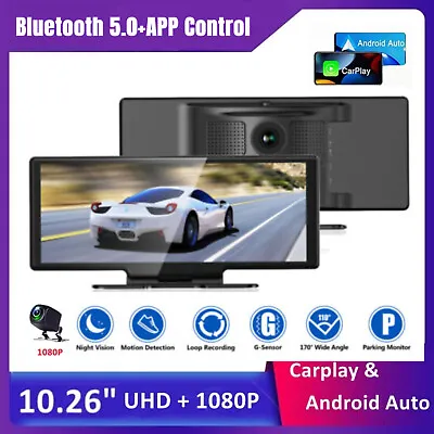 10.26  Mirror Dash Cam Front And Rear W/ Wireless CarPlay Android Auto Rear 2.5k • $128.23