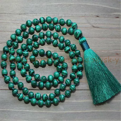 6/8/10/12mm Green Malachite 108 Prayer Beads Tibet Buddhist Mala Necklace • $8.09