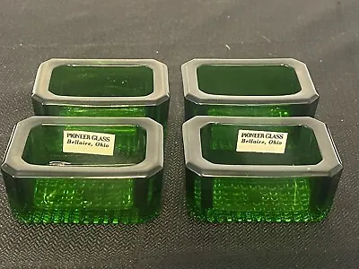 Lot Of 4 Vintage Pioneer Glass Green Trinket Display Box 2.75 X 2 X 1.25 Inches • $19.19