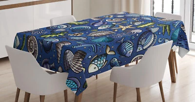 £20.99 • Buy Nautical Tablecloth Fish Shells And Seaweeds
