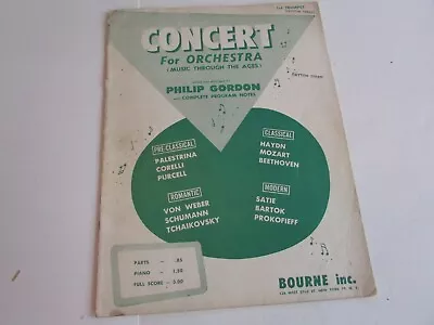 Vintage Sheet Music Book Concert For Orchestra Philip Gordon 1957 1st Trumpet • $6.95