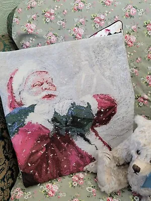 Marks And Spencer (M&S) Father Christmas Cushion Cover (No Pad) 40cm X 43cm • £13.99