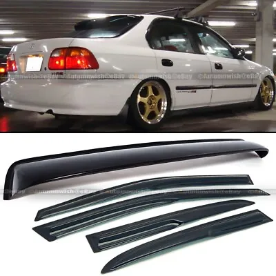 For 96-00 Honda Civic 4DR Sedan Mugen Style Wavy Window Visor + Rear Roof Visor • $59.99