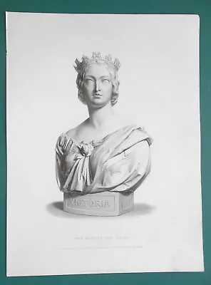 QUEEN VICTORIA Sculpture Portrait - 1857 Antique Print Engraving • $24