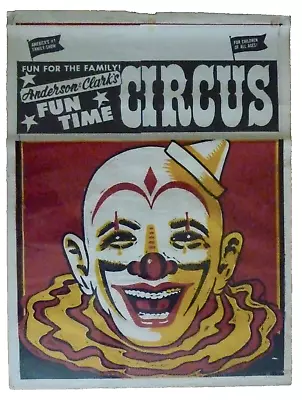 $20 • Buy CIRCUS ANDERSON & CLARK’S FAMILY FUN TIME POSTER VINTAGE CLOWN GRAPHICS Neocurio